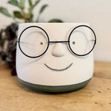 Large Smiley Face Pot with Glasses