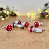 Set of 6 Glass Toadstall Clips