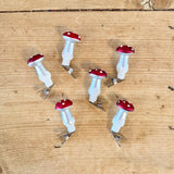 Set of 6 Glass Toadstall Clips