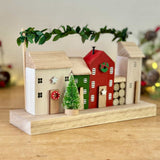Wooden Houses with Leaf Garland