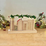Wooden Houses with Leaf Garland