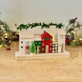 Wooden Houses with Leaf Garland