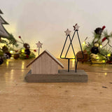 Wooden House with Trees & Stars