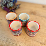 Set of 4 Small Ceramic Patterned Pots