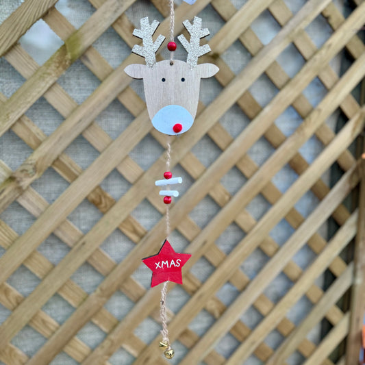 Wooden Star Xmas Reindeer Hanger