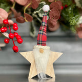 Wooden Star Head Gonk In Tartan Hat