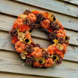 Orange Pumpkin & Sunflower Wreath