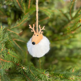 White Pink Pom Pom Reindeer Hanger