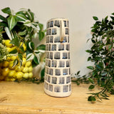 Slate Grey Square Patterned Ceramic Vase