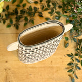 Slate Grey Square Patterned Ceramic Vase