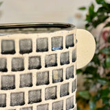 Slate Grey Square Patterned Ceramic Vase