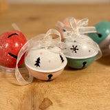 Set of 6 Blue, Pink & Red Glittery Bells