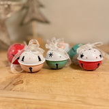 Set of 6 Blue, Pink & Red Glittery Bells