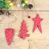 Set of 3 Red Spotty Tree Hangers