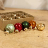 Set of 12 Tarnished Coloured Baubles