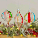 Set of 3 Multicoloured Glass Baubles