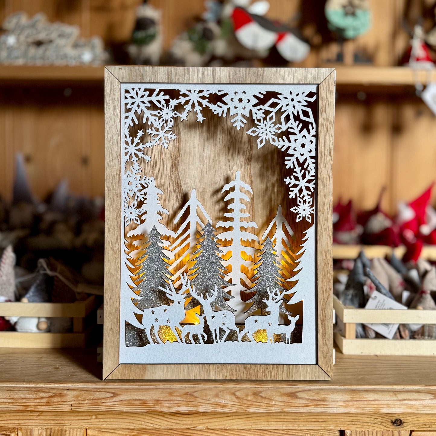 Wooden Deer & Tree LED Christmas Scene