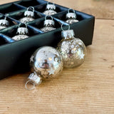 Set of 12 Mini Silver Bauble
