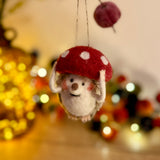 Felt Hedgehog with Toadstool Hat