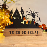 Trick or Treat Glittery Metal & Wood Decoration