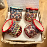 IMPERFECT Set of 4 Small Ceramic Patterned Pots