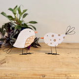 Pair of Spotty Wooden Birds