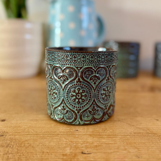 Blue Paisley Patterned Ceramic Pot