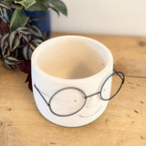 Large Smiley Face Pot with Glasses