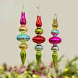 Set of 3 Glass Rainbow Droplet Baubles