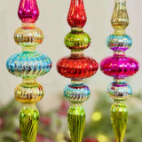 Set of 3 Glass Rainbow Droplet Baubles