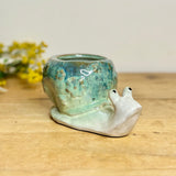 Green Ceramic Snail Pot