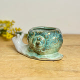 Green Ceramic Snail Pot