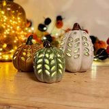 White Ceramic Pumpkin with LED