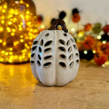 White Ceramic Pumpkin with LED