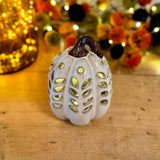 White Ceramic Pumpkin with LED