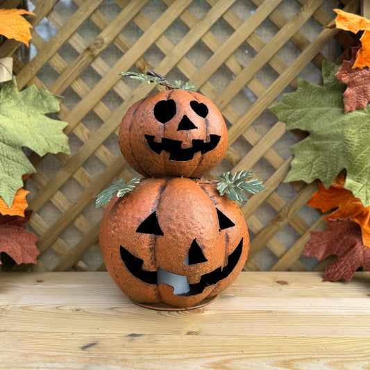 Giant Double Metal Pumpkins With Light