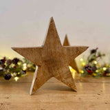 Pair of Tarnished Silver Leaf Wooden Stars