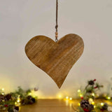 Large Hanging Wooden Heart with Tarnished Silver Leaf