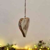 Small Hanging Wooden Heart with Tarnished Silver Leaf
