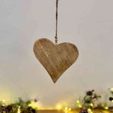 Small Hanging Wooden Heart with Tarnished Silver Leaf
