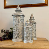 Set of 3 White & Gold Lanterns