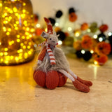 Russet Mouse on Knitted Pumpkin
