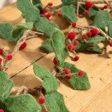 Felt Holly Garland with Red Berries