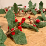 Felt Holly Garland with Red Berries