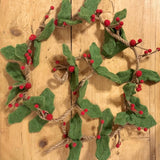 Felt Holly Garland with Red Berries