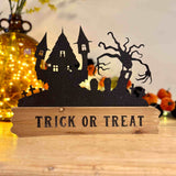 Trick or Treat Glittery Metal & Wood Decoration