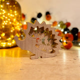 Wooden Hedgehog With Cut Out Leaves