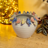 Medium Pot with Perching Coloured Birds
