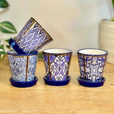 Set of 4 Mini Blue Pots