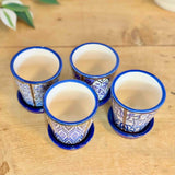 Set of 4 Mini Blue Pots